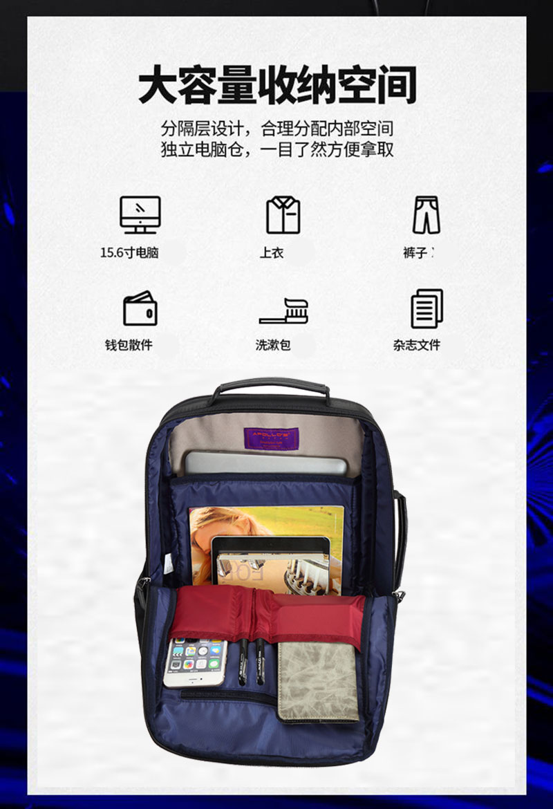 質感高檔多功能商務雙肩電腦包定制